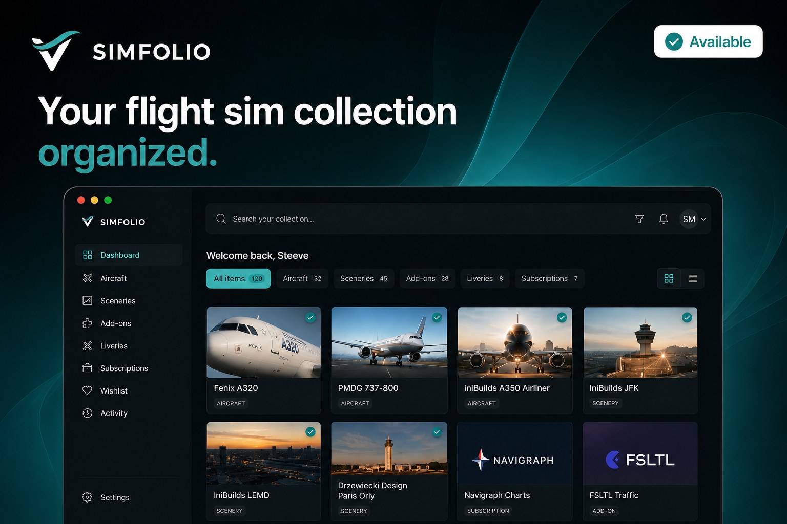 Simfolio interface preview